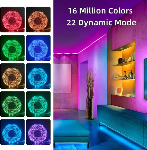 Vista 3 de Lcutml Tira de luces LED inteligentes de 100 pies, tira de luces RGB que se sincronizan con música con control remoto de 40 teclas, luces LED
