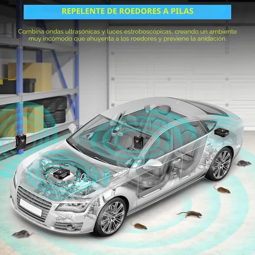Vista 5 de Repelente ultrasónico de roedores bajo capó con pilas para motores de automóviles