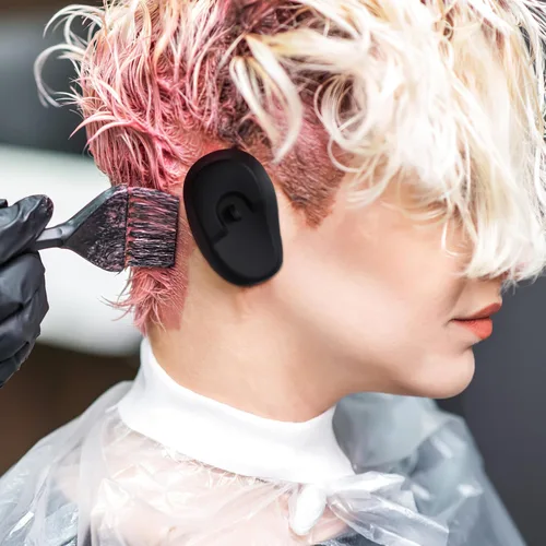 Vista 5 de FOMIYES 4 pares de fundas impermeables de silicona para los oídos, protectores de oídos resistentes al calor para tintes para el cabello