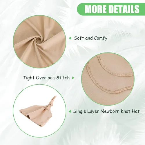 Vista 4 de iEvolve Juego de manta de algodón de punto para bebé con gorro y diadema para recién nacido, mantas de recepción para bebé, niña y niño, 35 x 35