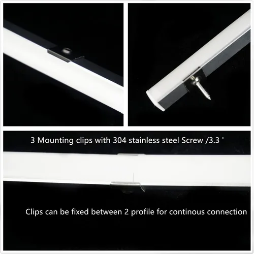 Vista 3 de 20-Pack 3.3FT 1Meter V Shape LED Strip Aluminum Channel Diffuser System, Extruded Alu Track Milky Cover with Corner Connector and Mounting Kit,Easy