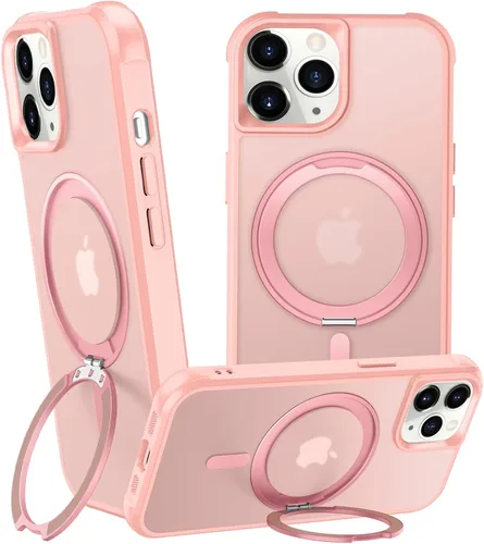 Vista 21 de Anillo giratorio magnético de 360° para iPhone 15 Plus, soporte de metal integrado y soporte de anillo, compatible con Magsafe, protección de grado
