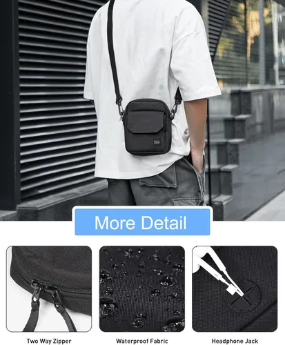Vista 3 de Pequeño bolso cruzado lateral para hombres mujeres mini bolso de mensajero