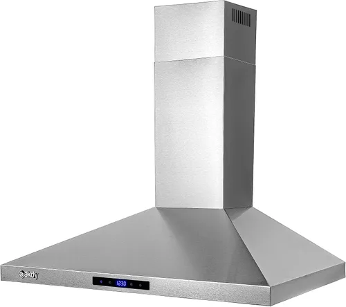 Vista 6 de AKDY Campana extractora de montaje en pared de 30 pulgadas, ventilador de 3 velocidades y luces LED en acero inoxidable, campana extractora