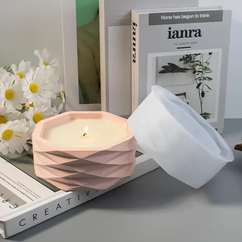 Vista 4 de Zayookey Molde de silicona para macetas, jarrón de plantas suculentas, moldes de cactus, moldes de resina epoxi, molde de arcilla de cemento