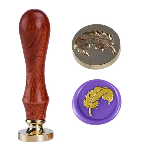 Vista 10 de Sello de cera de corona 3D, sellos románticos de cera de 1.0 in, cabeza de latón extraíble con mango de madera, sello de cera adhesivo