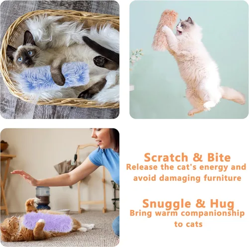 Vista 5 de Juego de 3 Almohadas Blandas y Duraderas con Hierba Gatera para Gatos, Almohada Interior Interactiva con Hierba Gatera para Gatos de Rico