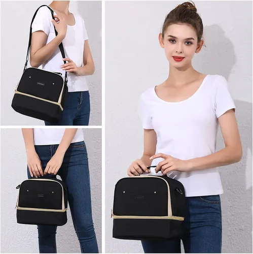 Vista 7 de Bolsa de extractor de leche con compartimento para extractor de leche, bolsa enfriadora y a prueba de humedad, doble capa para madre, extractor