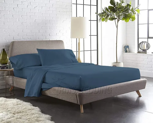 Vista 2 de Juego de sábanas de 4 piezas, algodón egipcio de 600 hilos, juego de ropa de cama de lujo que se adapta a bolsillos de hasta 18 pulgadas de Azul