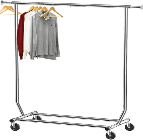 Vista 10 de Simple Houseware - Perchero de ropa resistente, sostiene hasta 150 lbs, varilla extensible de 42 a 67 pulgadas, negro