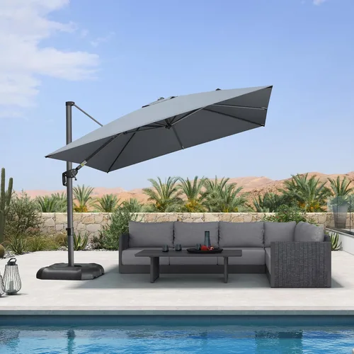 Vista 10 de PURPLE LEAF Sombrilla de Patio de 8 Pies para Exteriores Sombrilla Cantilever Cuadrada de Aluminio Sombrilla Offset con Rotación de 360 Grados