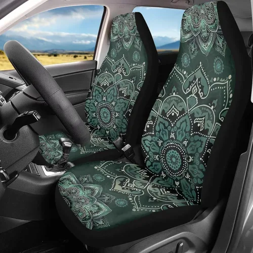 Vista 42 de Bulopur - Fundas abstractas de estilo bohemio con mandala para asientos de automóvil, juego de 2, fundas universales delgadas para asientos