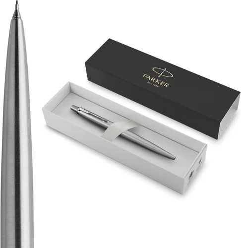 Parker Jotter - Lápiz mecánico, acero inoxidable con borde cromado, 0.020 in, HB #2 - escritura suave, diseño de firma, estacionario, artículos