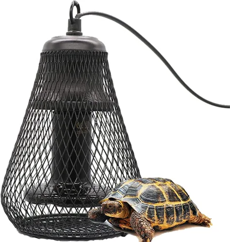 Lámpara de calor para reptiles, lámpara de calor de 25 a 150 W con pantalla y tubo de hierro antimordeduras, calentador de cerámica infrarroja, para