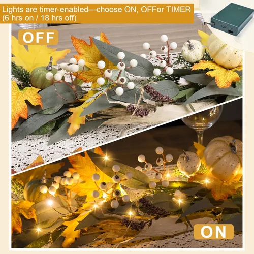Vista 6 de Guirnalda de 6 pies de otoño para repisa, decoraciones de otoño para el hogar, porche de otoño, guirnaldas de hojas de arce de otoño