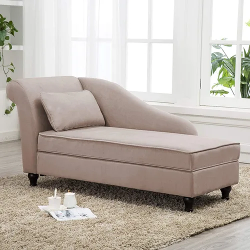 Vista 12 de Yongqiang Sofá chaise longue tapizado con almacenamiento para interior, reclinable, para sala de estar o recámara, color gris aterciopelado