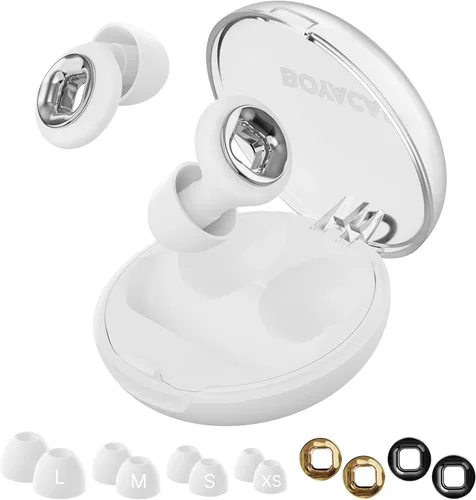 Vista 11 de Tapones para los oídos para dormir con cancelación de ruido, 45dB, tapones reutilizables para reducción de ruido, protección auditiva con 8 puntas