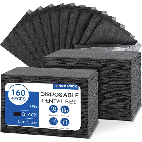 Paquete de 160 baberos dentales desechables de 13"x18", hojas de baberos para tatuajes impermeables de 3 capas para salón de uñas, clínica dental,