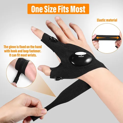 Vista 5 de Regalos para hombres, papá, novio, marido, él, día del padre, cumpleaños, guantes de linterna LED, luces de dedos manos libres, accesorios geniales