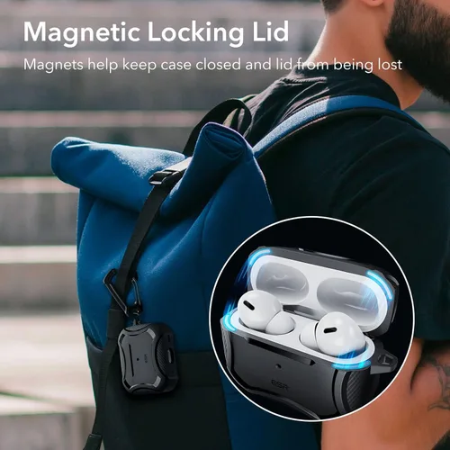 Vista 4 de ESR Funda para AirPods Pro 2, compatible con Funda de AirPods Pro de 2ª/1ª generación (2023/2022/2019), compatible con MagSafe, potente protección
