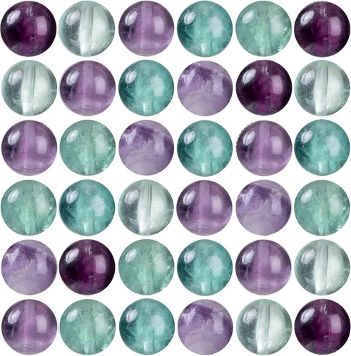 Vista 12 de 100 piezas de cuentas de piedra natural de 6 mm, turquesa africana redonda, cuentas sueltas de gema con cordón elástico para hacer pulseras