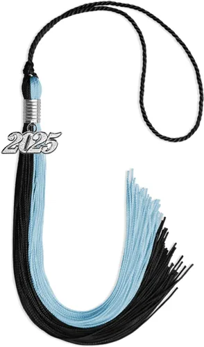 Vista 239 de Endea Graduation Borla de doble color con gota de fecha plateada (negro/oro antiguo, 2025)