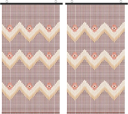 Vista 10 de ANMINY Cortina de madera natural con cuentas de bambú para colgar, divisor decorativo hecho a mano para puerta, panel de pared, persianas