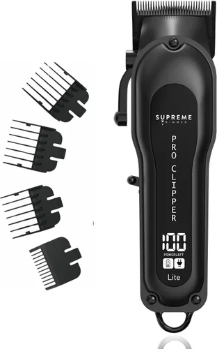 Vista 12 de Supreme Trimmer Combo 2 en 1 Pro Clipper y DLC T-Shaper Recortadora de barba profesional ST5206 y cortapelos STC5030 kit de barbero Negro
