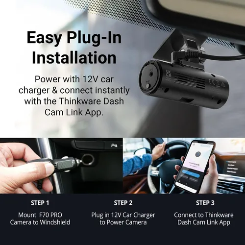 Vista 4 de Thinkware Dash Cam, F70 PRO - 1080p FHD, Wi-Fi, modo de estacionamiento