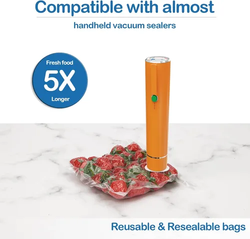 Vista 2 de 40 bolsas selladoras al vacío para alimentos con válvula de aire, bolsas reutilizables para Sous Vide (20 grandes + 20 pequeñas)