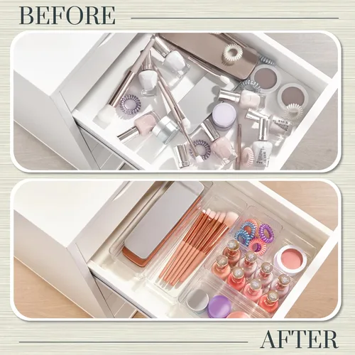 Vista 6 de Organizadores de plástico transparente para maquillaje, conjunto de 6