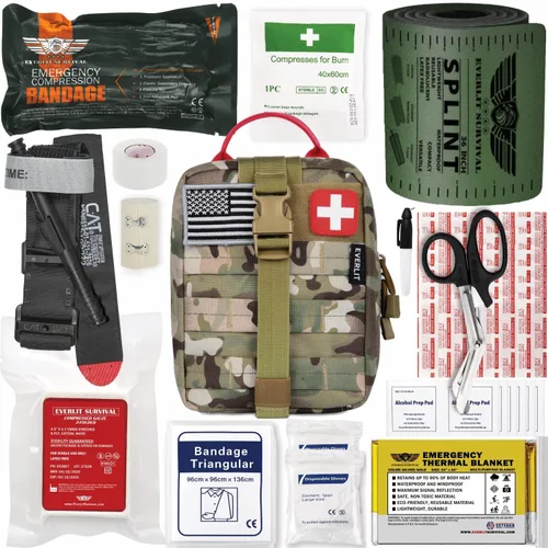 Vista 9 de EVERLIT Kit de Trauma de Emergencia, Torniquete CAT GEN-7, Férula de 36", IFAK Táctico de Combate Militar para Respuesta de Primeros Auxilios, Verde