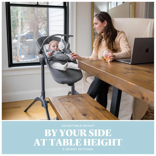 Vista 6 de Baby Delight Bloom Silla de Bebé Silla de Bebé Calmante y Ajustable Portátil y Compacta Paño de Color Carbón