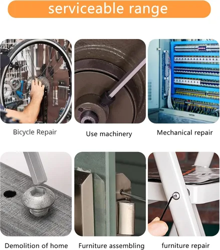 Vista 4 de 12 piezas Llaves hexagonales estándar de 1/8" con bucle completo, llave de puerta Allen de metal para dispositivo de salida de pánico de barra