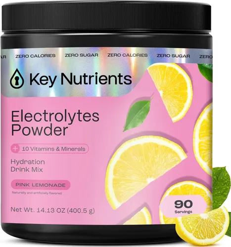Vista 12 de KEY NUTRIENTS Electrolitos multivitamínicos en polvo sin azúcar - Polvo de electrolitos de naranja ácida - Suplemento de resistencia y energía