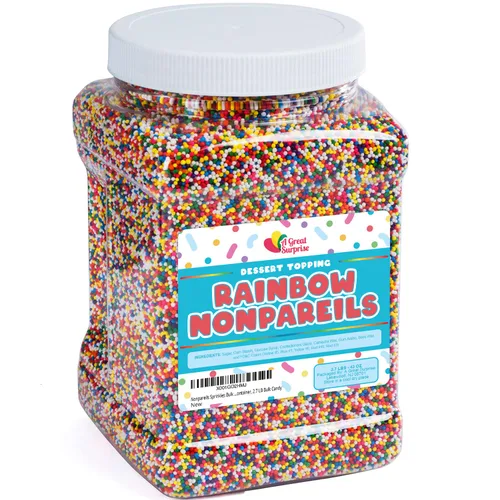 Vista 7 de Nonpareils - Gránulos de arcoíris sin pareil en recipiente resellable, caramelo a granel de 2.7 libras