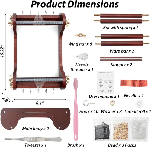 Vista 6 de COSYOO Kit de telar de cuentas de madera, herramientas para hacer joyas con pinzas de hilos, 3 bolsas de cuentas, herramienta de fabricación de joyas