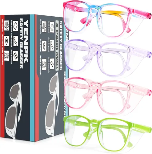 Vista 9 de 4 Pack Safety Glasses Goggles For Women Anti Fog, Cute Protective Eyewear for Nurses, ANSI Z87+ Anti-Blue Light