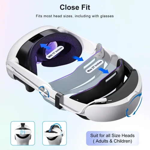 Vista 6 de Comfort Battery Head Strap 10000mAh Compatible with Quest 3 Accessories, Battery Pack Soft Cushion VR Elite Strap for Balance Weight, Extend
