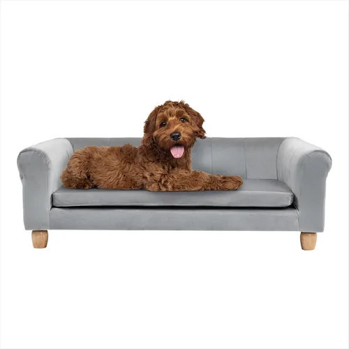 Vista 15 de Critter Sitters Sofá para Perros Rectangular de Microfibra Tostado de 36 Pulgadas para Perros de Tamaño Mediano, Cama Sofá Elevada Moderna