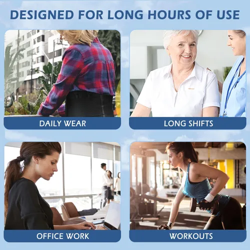 Vista 5 de Ci-Han Cinturón de apoyo de espalda transpirable para hombresmujeres para el trabajo, con compresión ajustable en ambos lados, tirantes de espalda