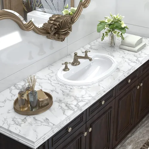 Vista 6 de Papel de contacto de mármol gris de 15.7 x 78.7 pulgadas, papel de pared para despegar y pegar, película de vinilo, autoadhesivo, extraíble