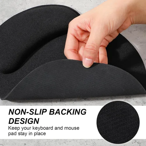 Vista 3 de Juego de 8 almohadillas ergonómicas para mouse y reposamuñecas para teclado, soporte de espuma viscoelástica para escribir cómodamente, accesorios