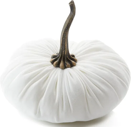 Vista 20 de Your Heart's Content Calabaza de terciopelo de 9 pulgadas, decoración de otoño hecha a mano, centro de mesa de boda de otoño, decoración rústica