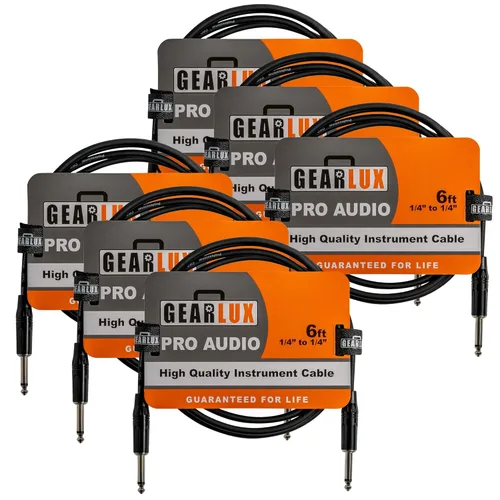 Vista 10 de Gearlux Cable de instrumento/cable de guitarra, 1/4 de pulgada, recto a recto, negro, 6 pies - paquete individual