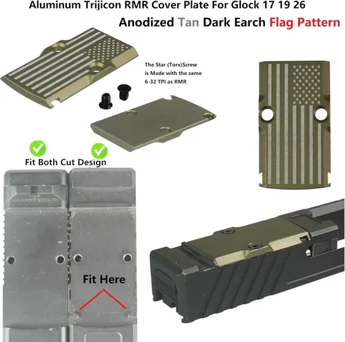 Vista 2 de GOTICAL RMR Cover Plate for Glock 17 19 26 Cut Slides, Aluminum Black Finish