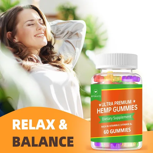 Vista 2 de Gomitas de cáñamo, gomitas comestibles frutales avanzadas, 100% naturales de extracto de semillas de cáñamo de alta potencia, 120 gomitas