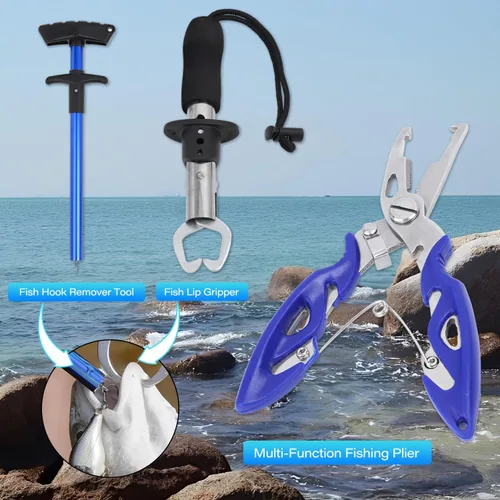 Vista 4 de Mochila de pesca con cajas de aparejos, bolsa de hombro impermeable para equipo de pesca, bolsa de pesca con kit de 136 piezas de señuelos de pesca