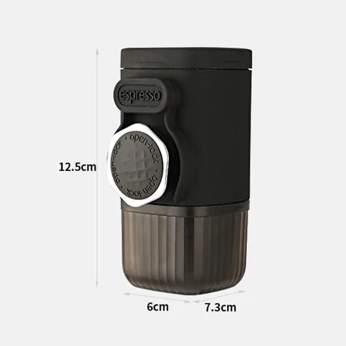 Vista 7 de Cafetera portátil de prensa manual, con compartimento para cápsulas, tazón de café en polvo, preparación manual para viajes en casa