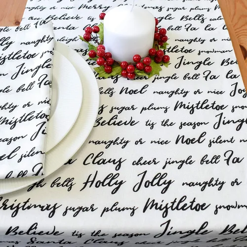 Vista 5 de Camino de mesa de Navidad, bufanda de tocador blanco hueso, 100% algodón, decoración de fiesta para el hogar, cocina, comedor, vacaciones, tela